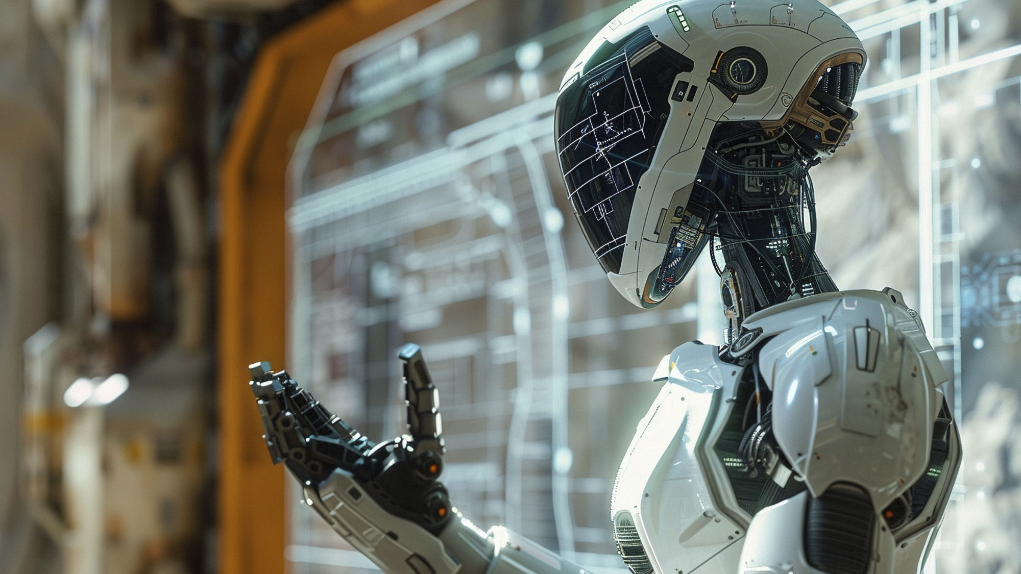 magnific – futuristic scene with high tech robot used construction industry optimiert